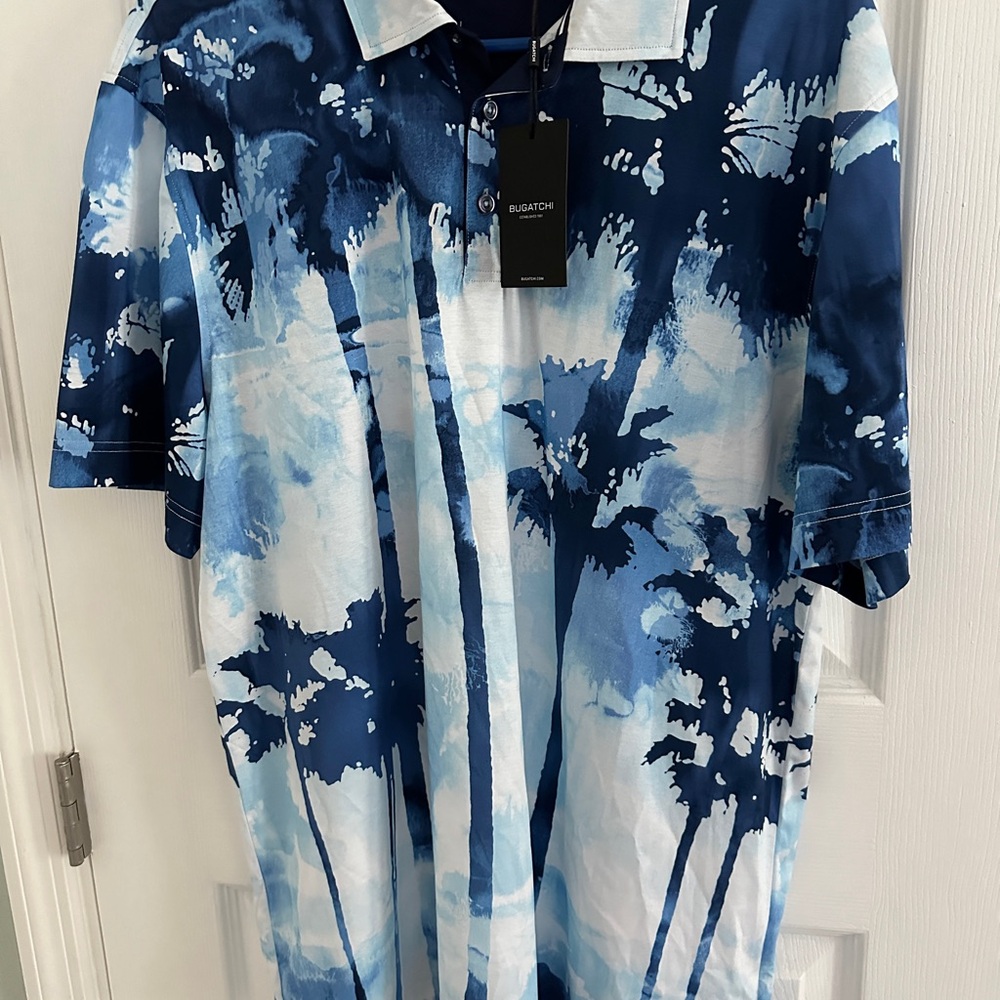 Bugatchi Blue Polo - NWT - XL - 100% Mercerized Cotton - Extra Soft - Tropical